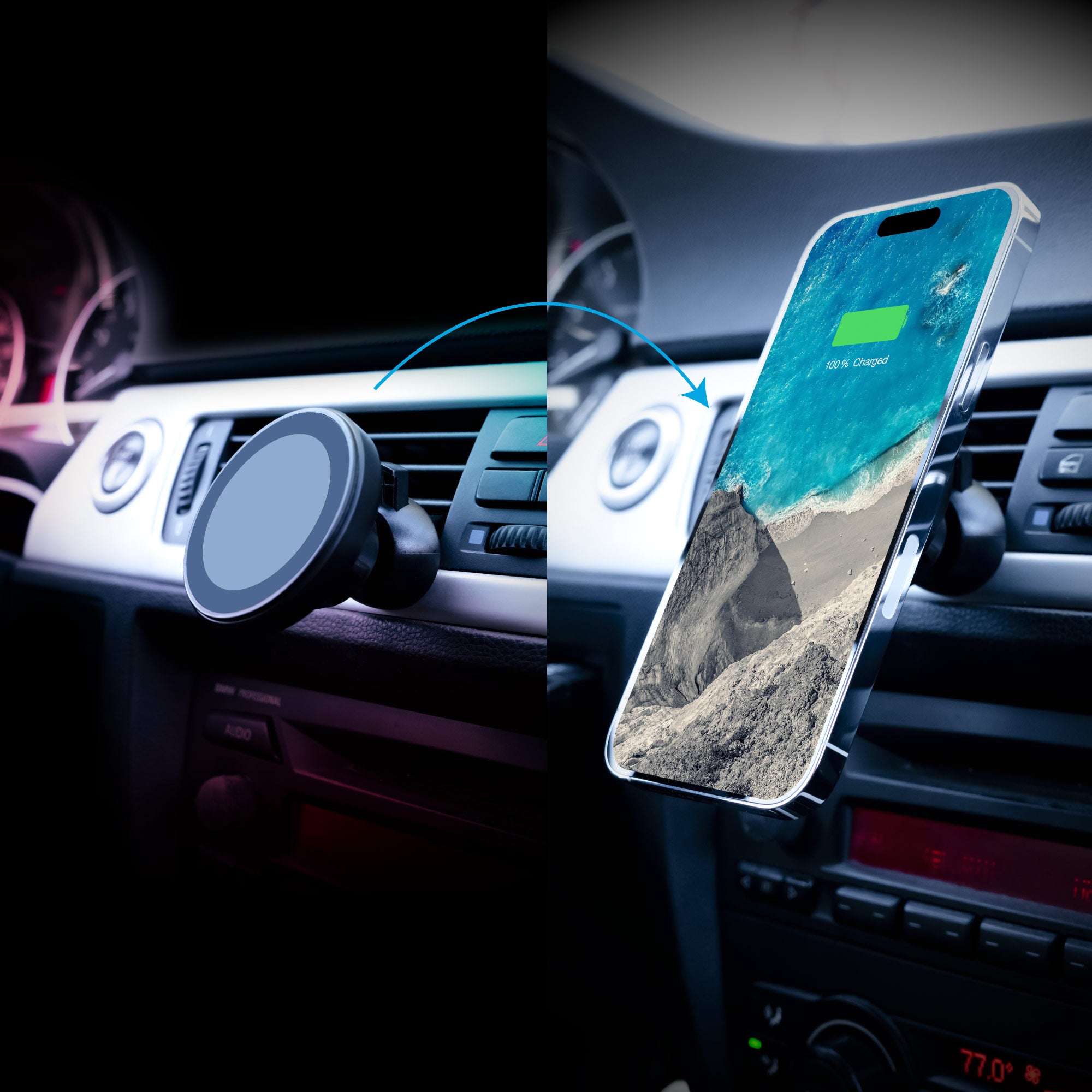 MagSafe Car Vent Mount & Wireless Neodymium Magnetic Charger, iPhone 15 &  More, PhoneSuit®