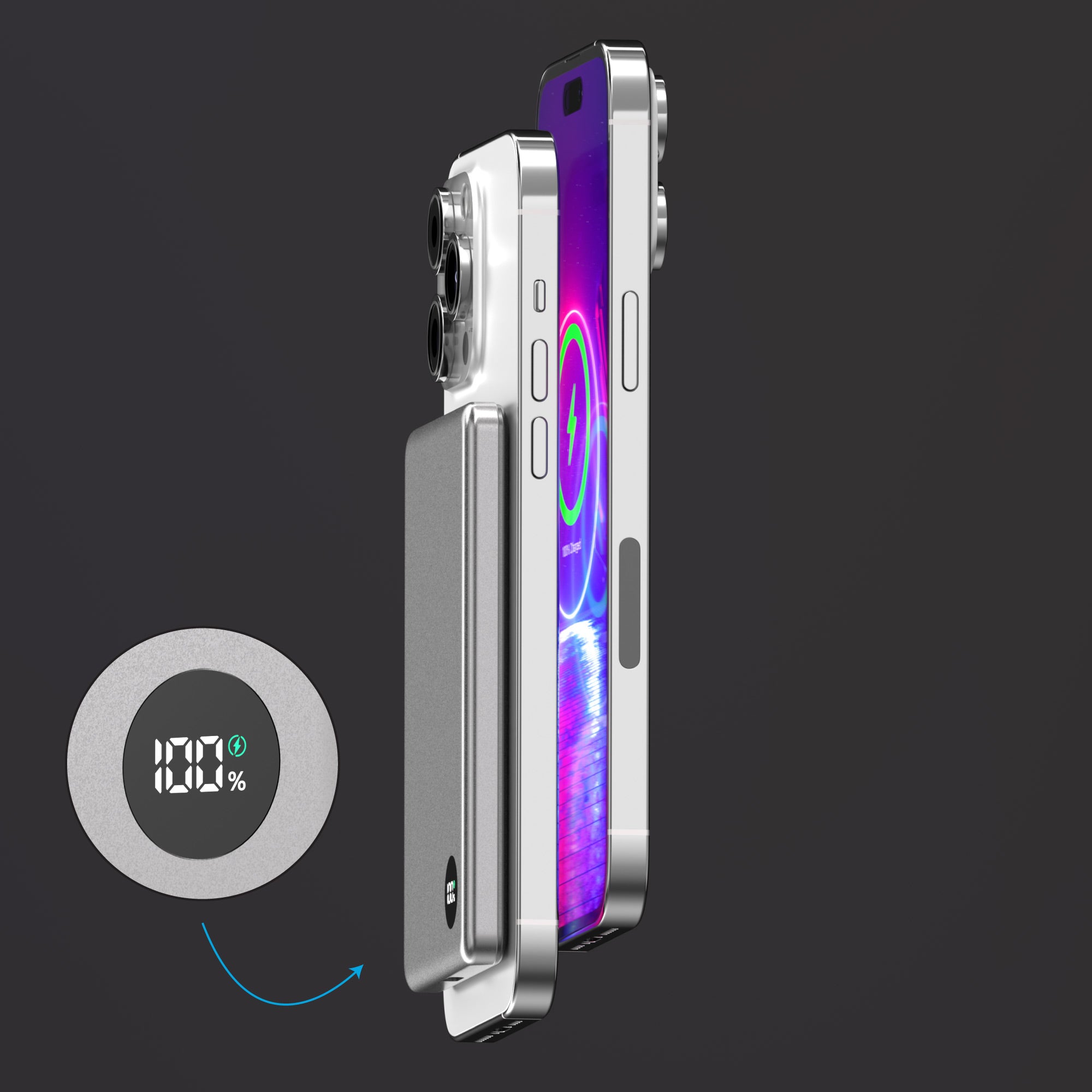 Elite Mag Slim LCD | 5,000 mAh | MagSafe Wireless iPhone Battery Pack & Portable Pocket Charger