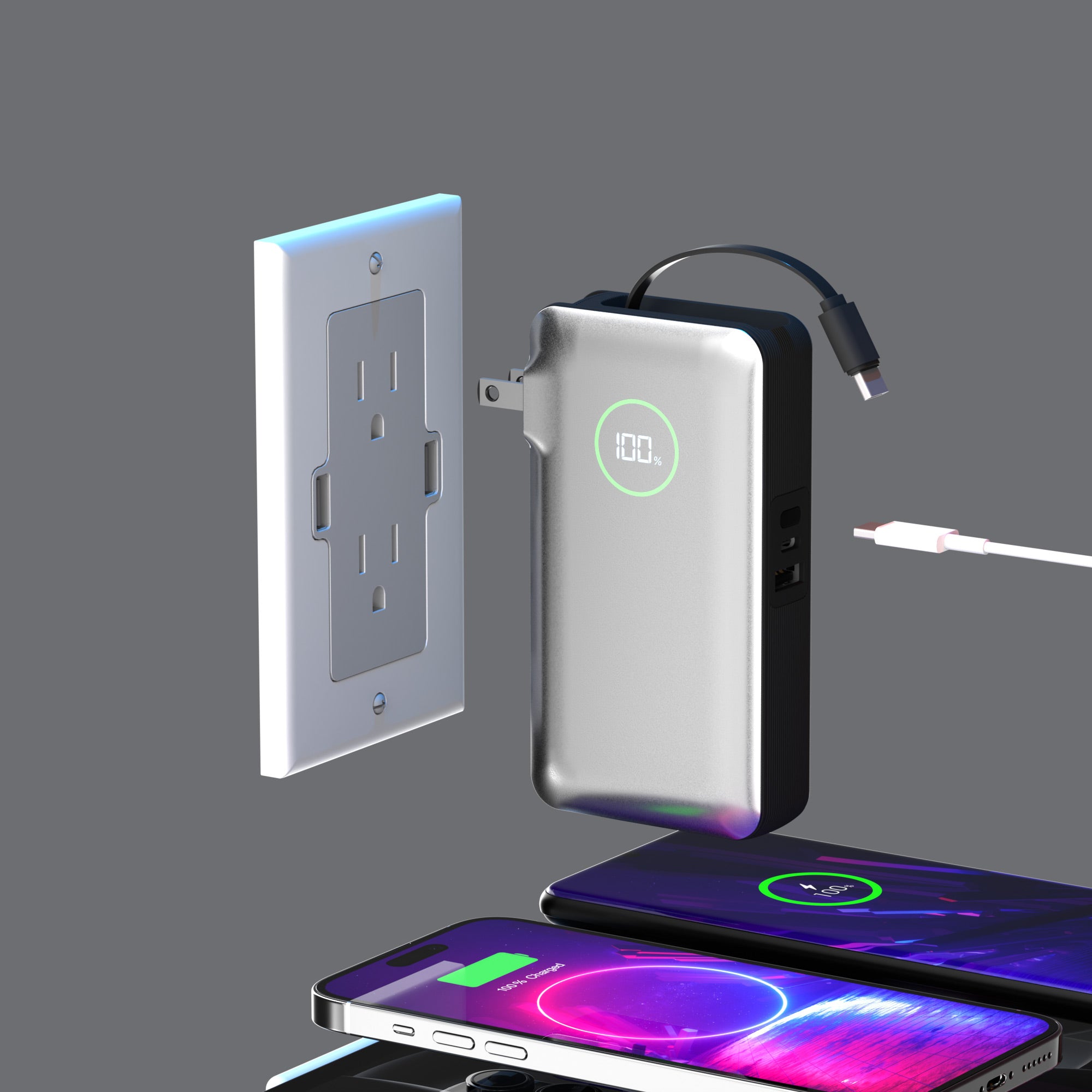 Phonesuit Journey All-in-One Battery Pack for Smartphones & Tablets - 35W PD 10,000mAh, Portable Chargers Power Packs | JOURNV2-10K