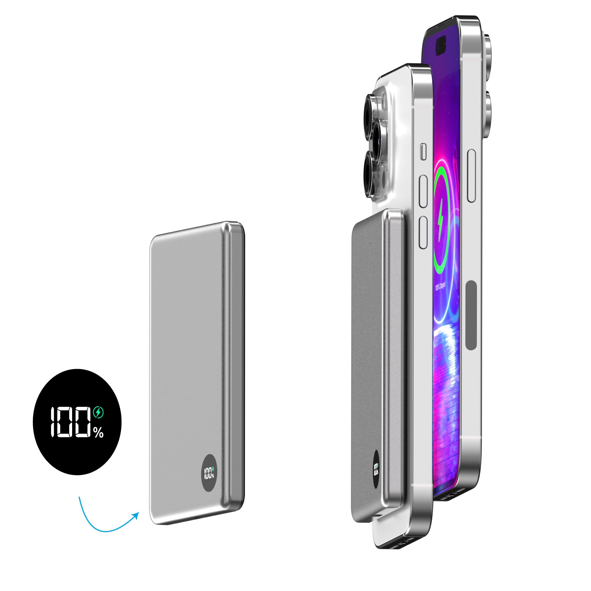 Elite Mag Slim LCD | 5,000 mAh | MagSafe Wireless iPhone Battery Pack & Portable Pocket Charger | 2 Pack